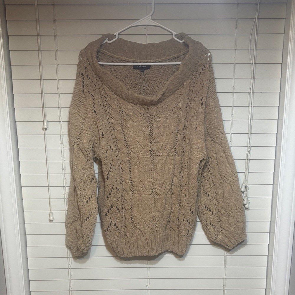 Aakaa Tan Cowl Neck Sweater